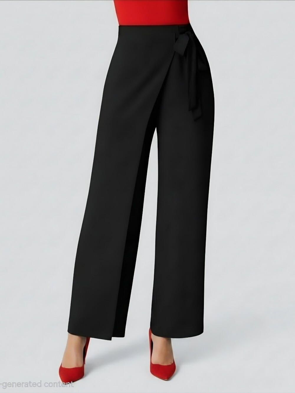 NWT HALARA Black Wrap Wide-Leg Pants with Side Tie Sz XL Tall